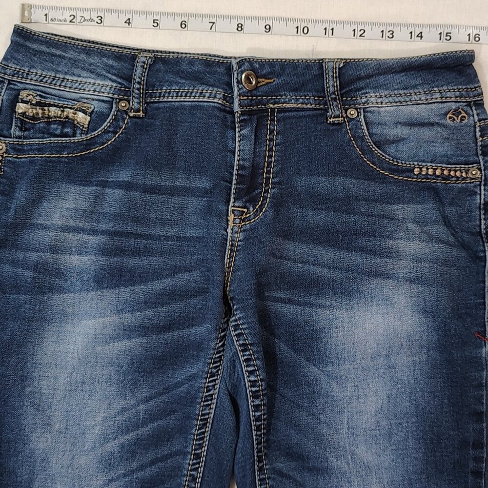 Real Tree Jeans Womens Size 31 Blue Mid Rise Stretch Slim Straight Cut Denim - Picture 10 of 16